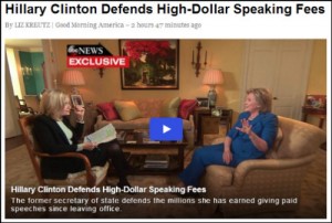 Hillary Clinton defends high speaking fees in interview